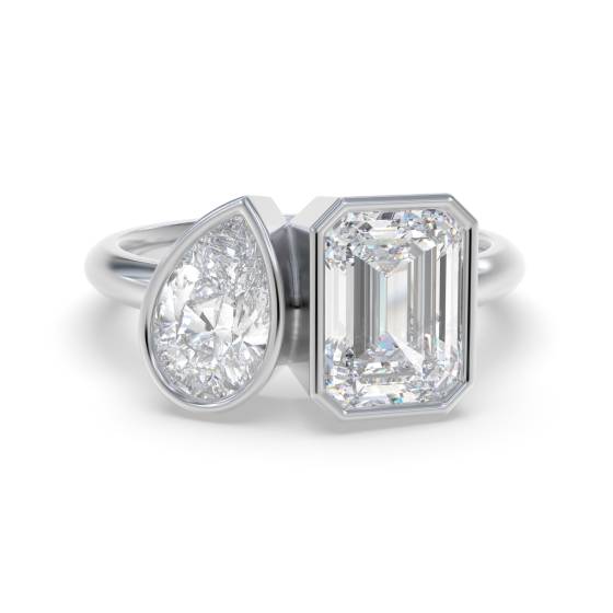 Zweistein-Diamantring mit Lünettenfassung