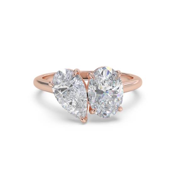Birnen- und ovalförmiger Zweistein-Diamantring