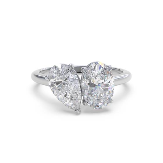 Birnen- und ovalförmiger Zweistein-Diamantring