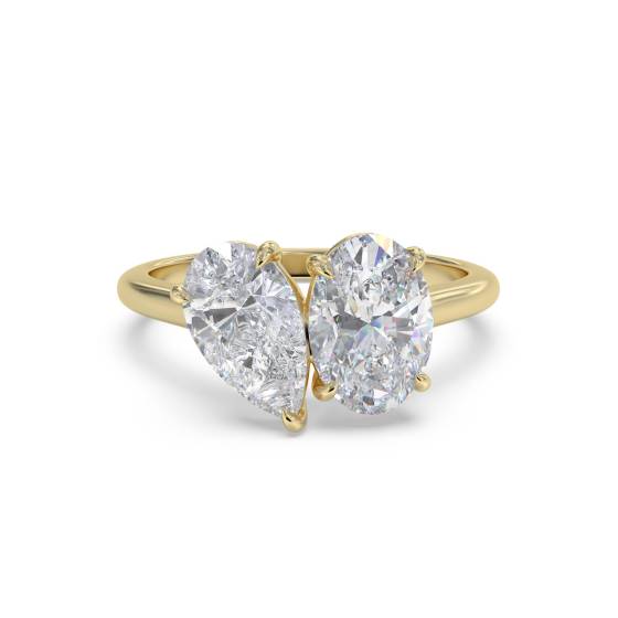 Birnen- und ovalförmiger Zweistein-Diamantring