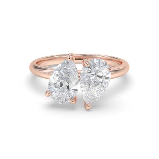 Birnenförmiger Zweistein-Diamantring
