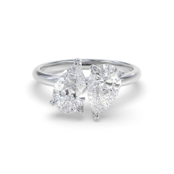 Birnenförmiger Zweistein-Diamantring