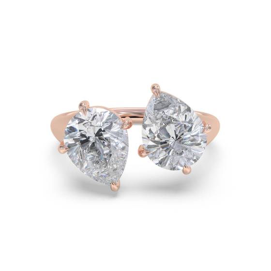 Birnenförmiger Zweistein-Diamantring