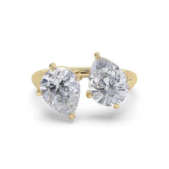 Birnenförmiger Zweistein-Diamantring