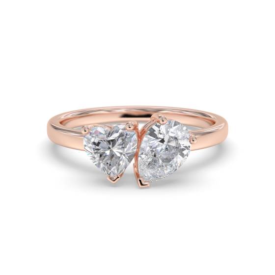 Herz- und Birnenförmiger Zweistein-Diamantring