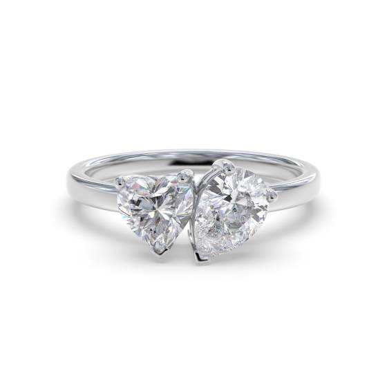 Herz- und Birnenförmiger Zweistein-Diamantring