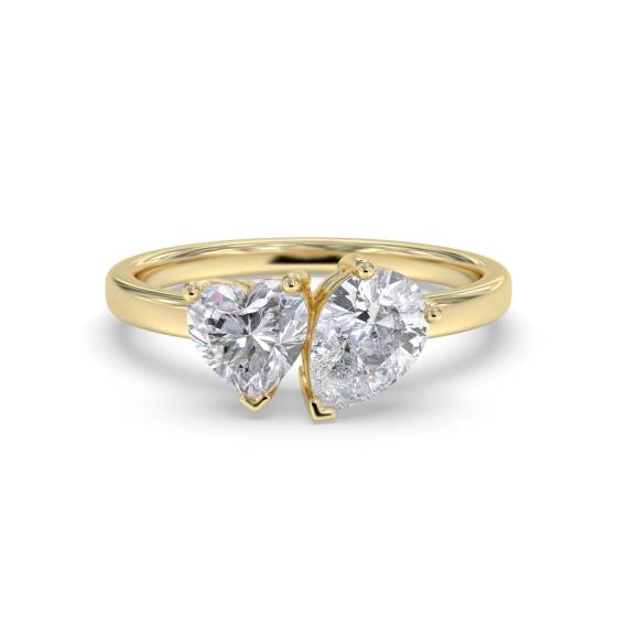 Herz- und Birnenförmiger Zweistein-Diamantring