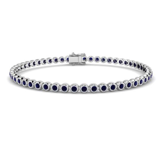 Armband mit rundem, blauem Saphir