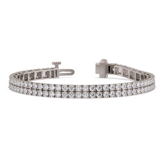 Tennisarmband mit zwei Reihen runder Diamanten