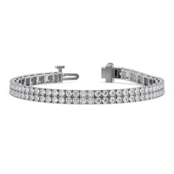 Tennisarmband mit zwei Reihen runder Diamanten