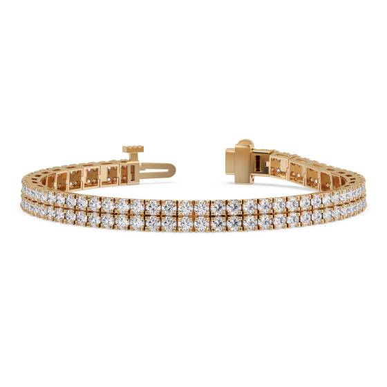 Tennisarmband mit zwei Reihen runder Diamanten
