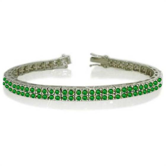 Herren-Tennisarmband, zweireihig, rund, grün, smaragdgrün