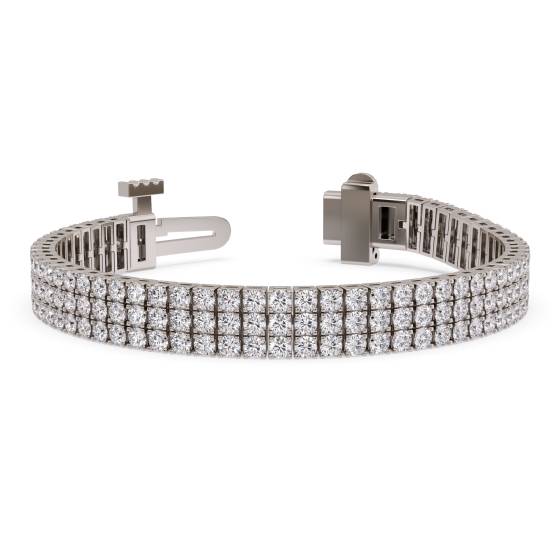 Dreireihiges Tennisarmband mit rundem Diamanten