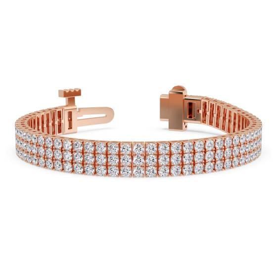 Dreireihiges Tennisarmband mit rundem Diamanten