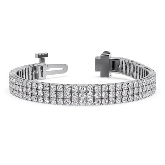Dreireihiges Tennisarmband mit rundem Diamanten