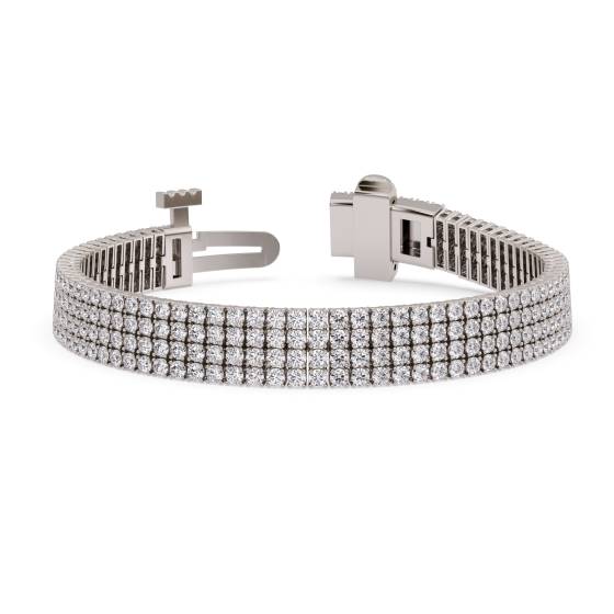 Traditionelles Tennisarmband mit vier Reihen runder Diamanten