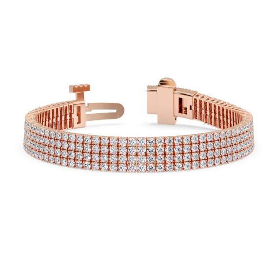 Traditionelles Tennisarmband mit vier Reihen runder Diamanten