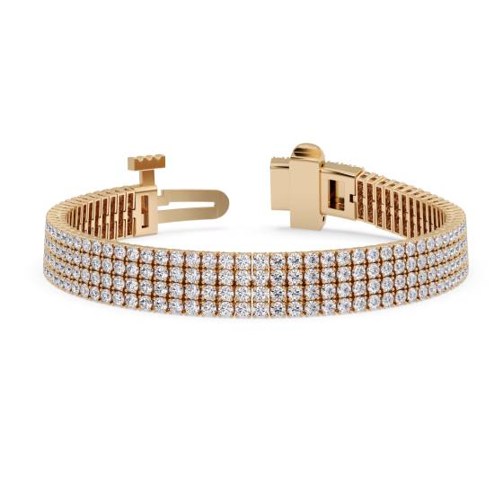Traditionelles Tennisarmband mit vier Reihen runder Diamanten