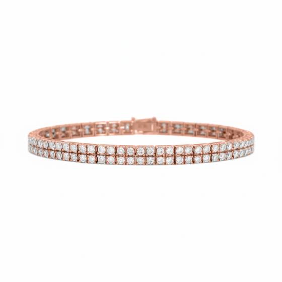 Klassisches Tennisarmband mit zwei Reihen runder Diamanten