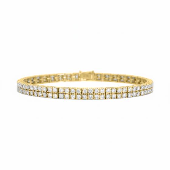 Klassisches Tennisarmband mit zwei Reihen runder Diamanten