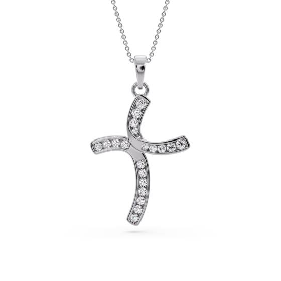 Stilvoller runder Diamant-Kreuzanhänger