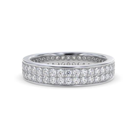 Doppelreihiger runder Diamant-Ewigkeitsring