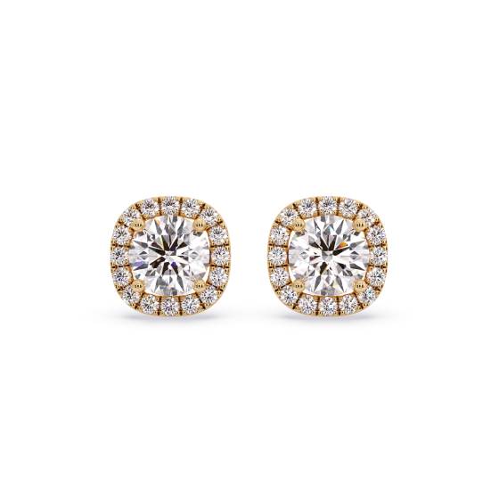 Einzigartige Halo-Ohrringe mit einem einzelnen runden Diamanten (0,75 ct).