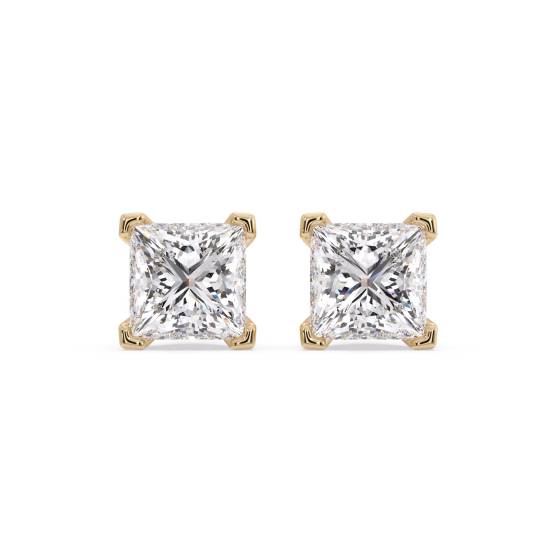 Vier-Ecken-Krallen-Prinzess-Diamant-Ohrringe