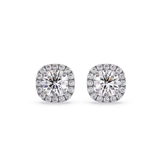 Einzigartige Halo-Ohrringe mit einem einzelnen runden Diamanten (0,75 ct).