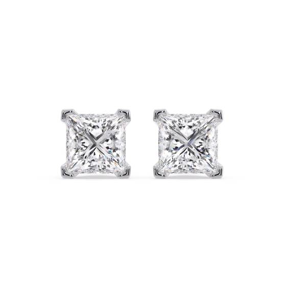 Vier-Ecken-Krallen-Prinzess-Diamant-Ohrringe