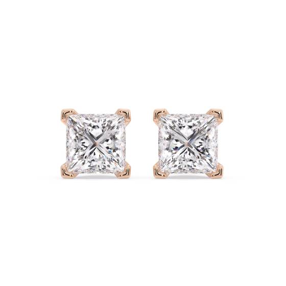 Vier-Ecken-Krallen-Prinzess-Diamant-Ohrringe