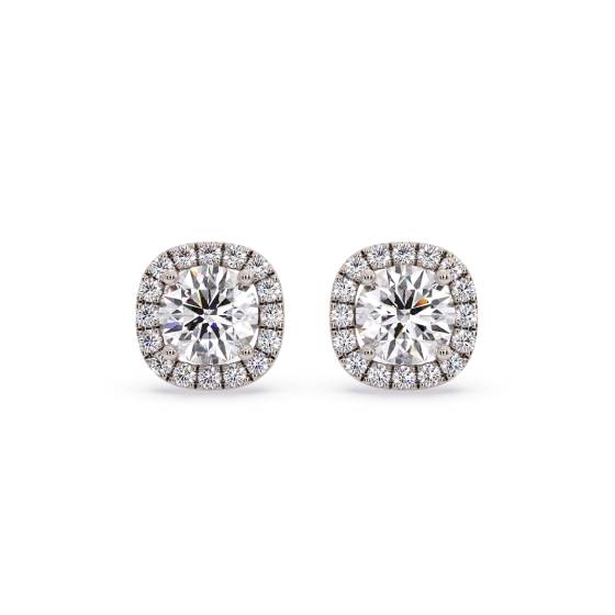Einzigartige Halo-Ohrringe mit einem einzelnen runden Diamanten (0,75 ct).