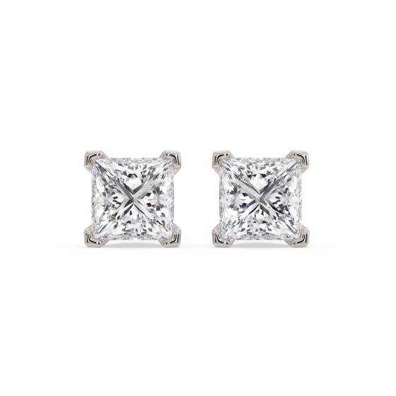 Vier-Ecken-Krallen-Prinzess-Diamant-Ohrringe