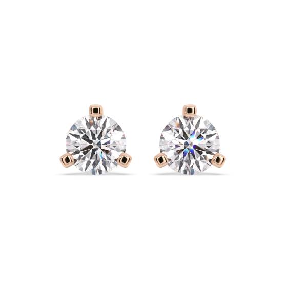 3-Krallen-Ohrstecker mit rundem Diamanten