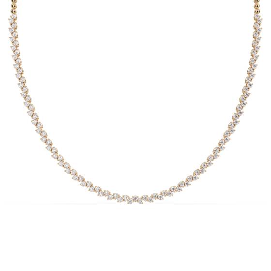 Designer-Tennis-Halskette mit abwechselnd runden Diamanten (4,50 ct)
