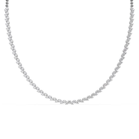 Designer-Tennis-Halskette mit abwechselnd runden Diamanten (4,50 ct)