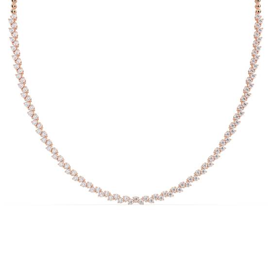 Designer-Tennis-Halskette mit abwechselnd runden Diamanten (4,50 ct)