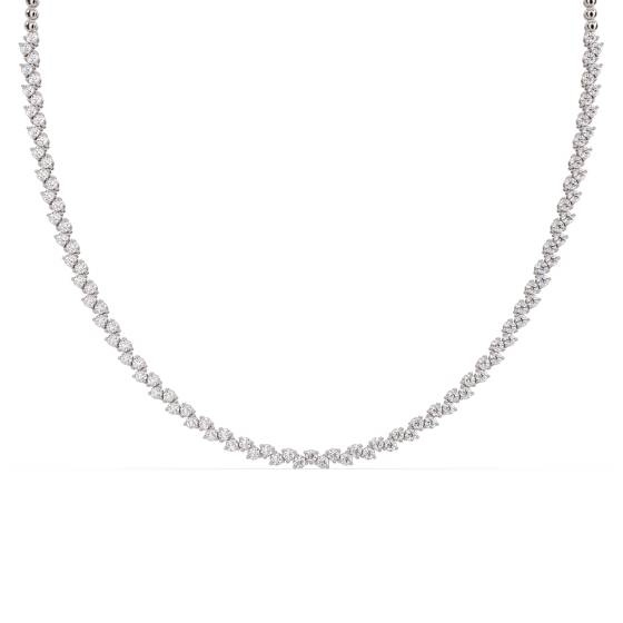 Designer-Tennis-Halskette mit abwechselnd runden Diamanten (4,50 ct)