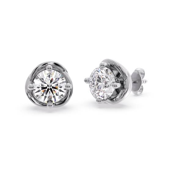 Liebesknoten-Ohrstecker mit rundem Diamanten