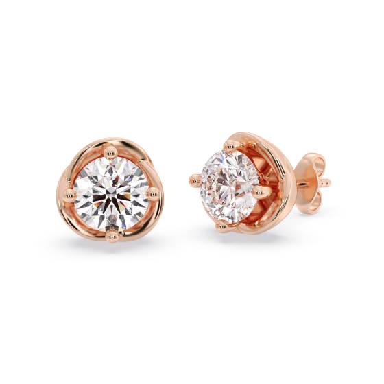Liebesknoten-Ohrstecker mit rundem Diamanten