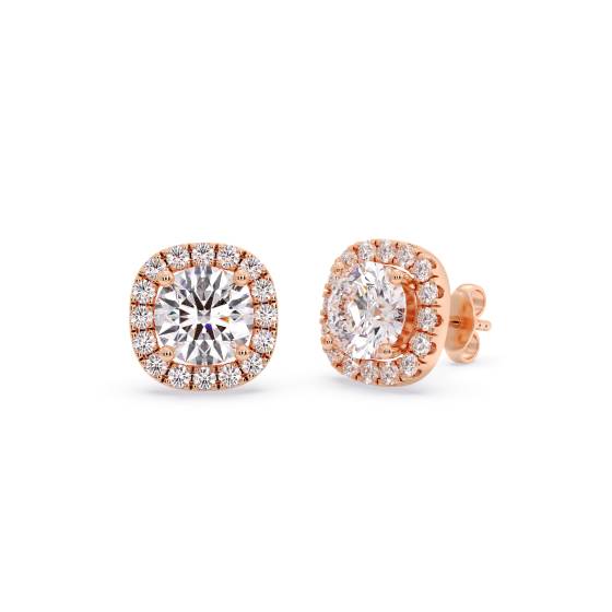 Round Diamond Halo Earrings