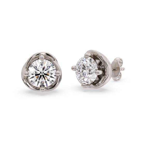 Liebesknoten-Ohrstecker mit rundem Diamanten