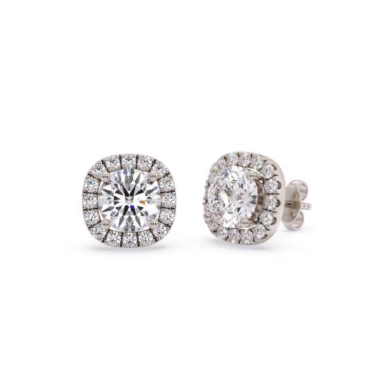 Round Diamond Halo Earrings