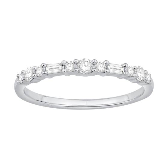 Baguette and Round Diamond Alternating Eternity Ring