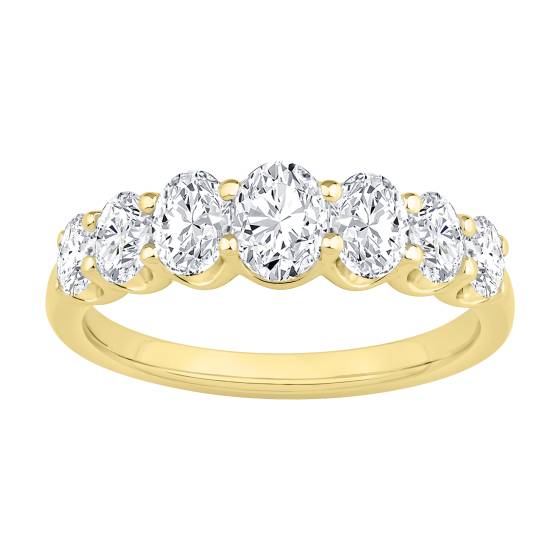 1,00 ct 7-Stein-Ovaldiamant-Ewigkeitsring mit abgestufter, gemeinsamer Krappenfassung