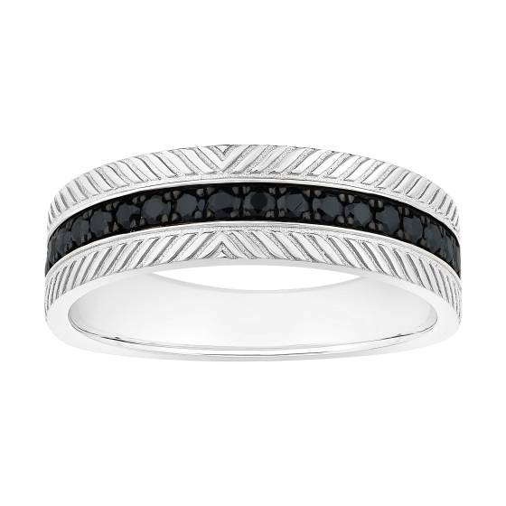 0,40 ct Herren-Ewigkeitsring mit schwarzem Diamanten in Lünettenfassung