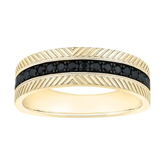 0,40 ct Herren-Ewigkeitsring mit schwarzem Diamanten in Lünettenfassung