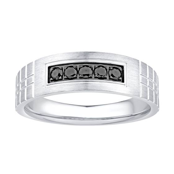 0,20 ct Herren-Ewigkeitsring mit schwarzem Diamanten in Lünettenfassung