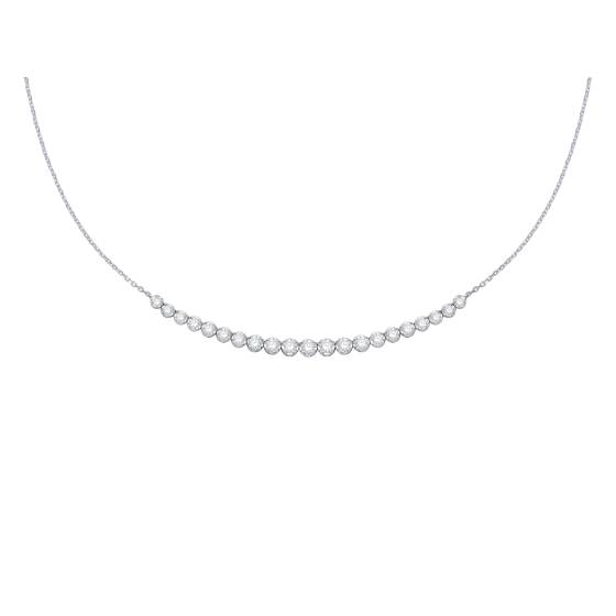 Halskette mit abgestufter Kette und runden Diamanten (2 Karat) – U-Form