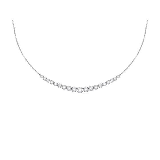Halskette mit abgestufter Kette aus runden 3-Karat-Diamanten in U-Form